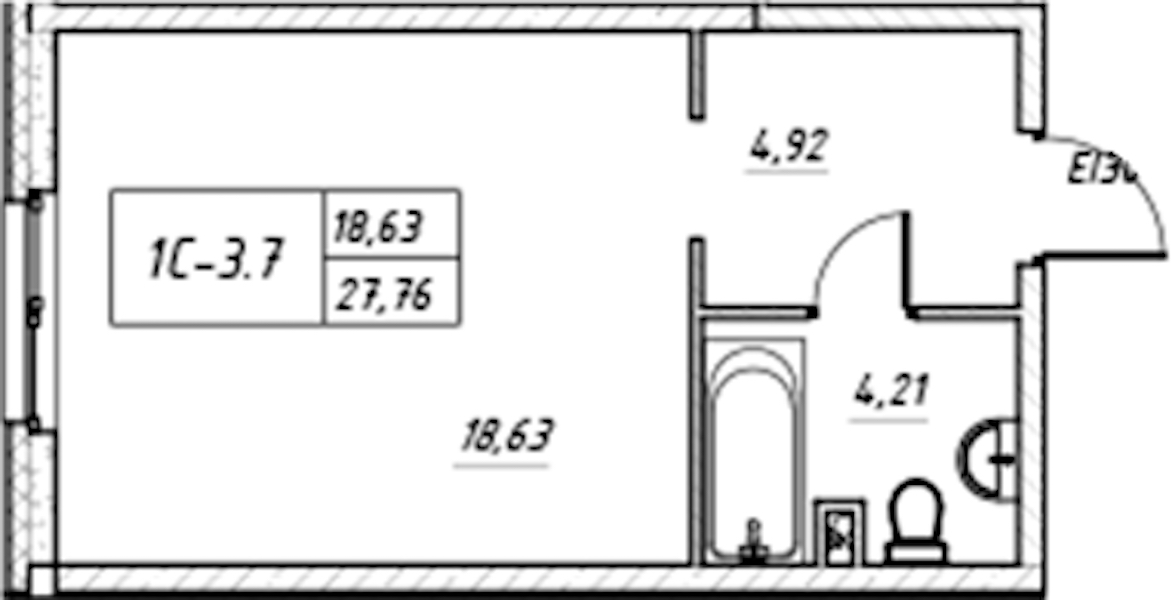 Квартира студия 27.76 м², 17/17 эт., Комплекс апартаментов «Zoom на Неве»